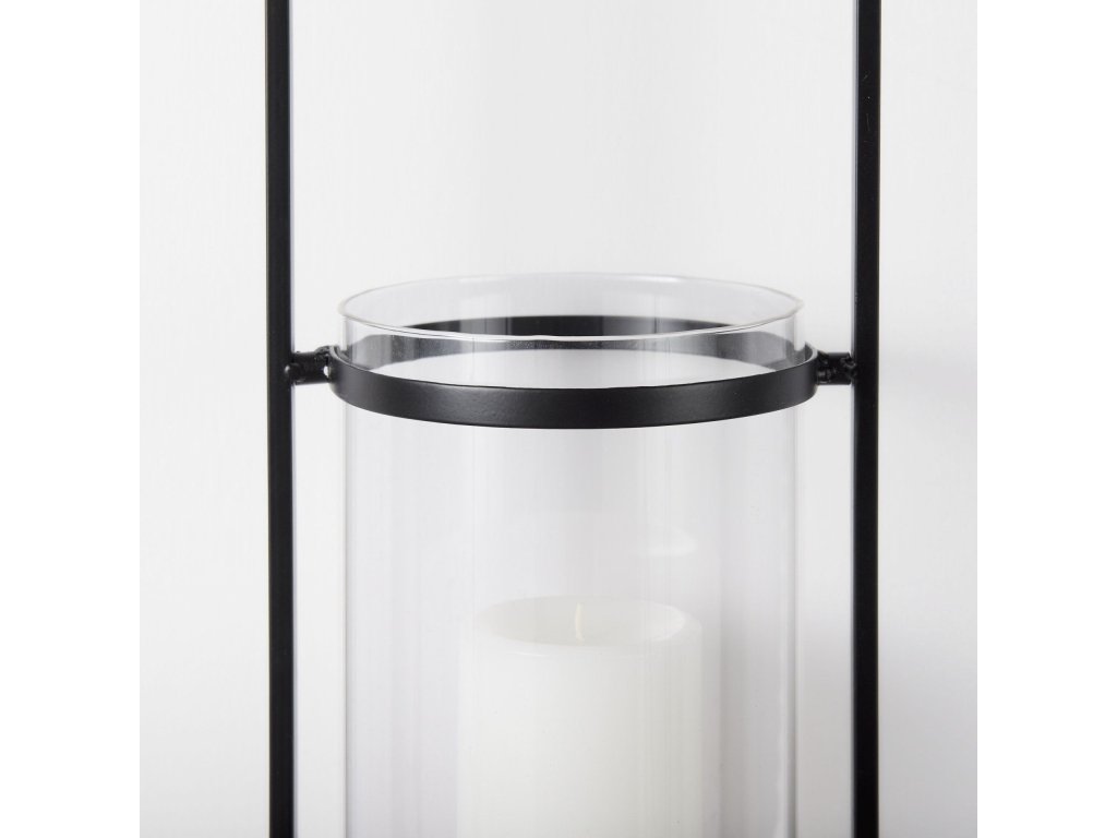 5.9L x 7.1W x 24.0H Black Metal Frame and Wood Hanging Candle Holder - image 5