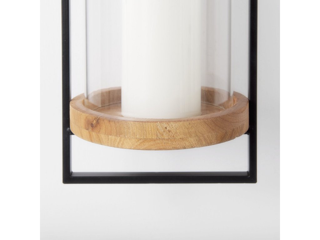 5.9L x 7.1W x 24.0H Black Metal Frame and Wood Hanging Candle Holder - image 6