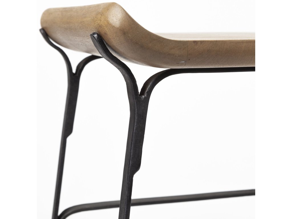 25" Seat Height Brown Wood Seat Black Metal Frame Counter Stool - image 11