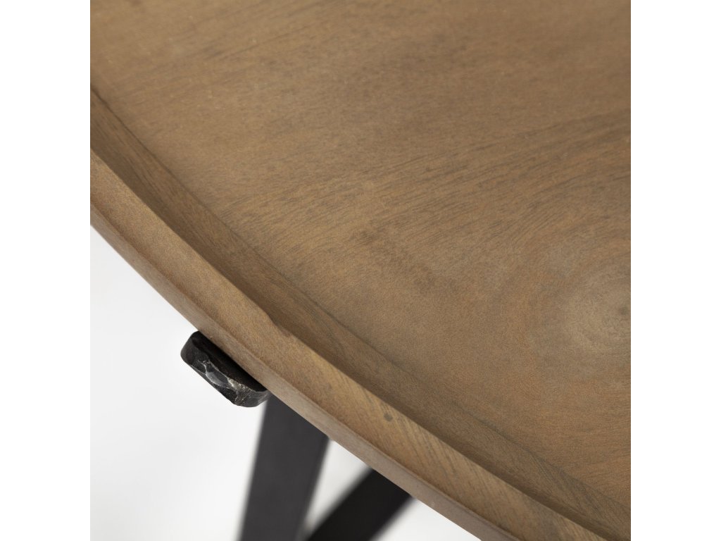 (Set of 2) Brown Solid Wood Top Black Metal Base Nesting Coffee Tables - image 5