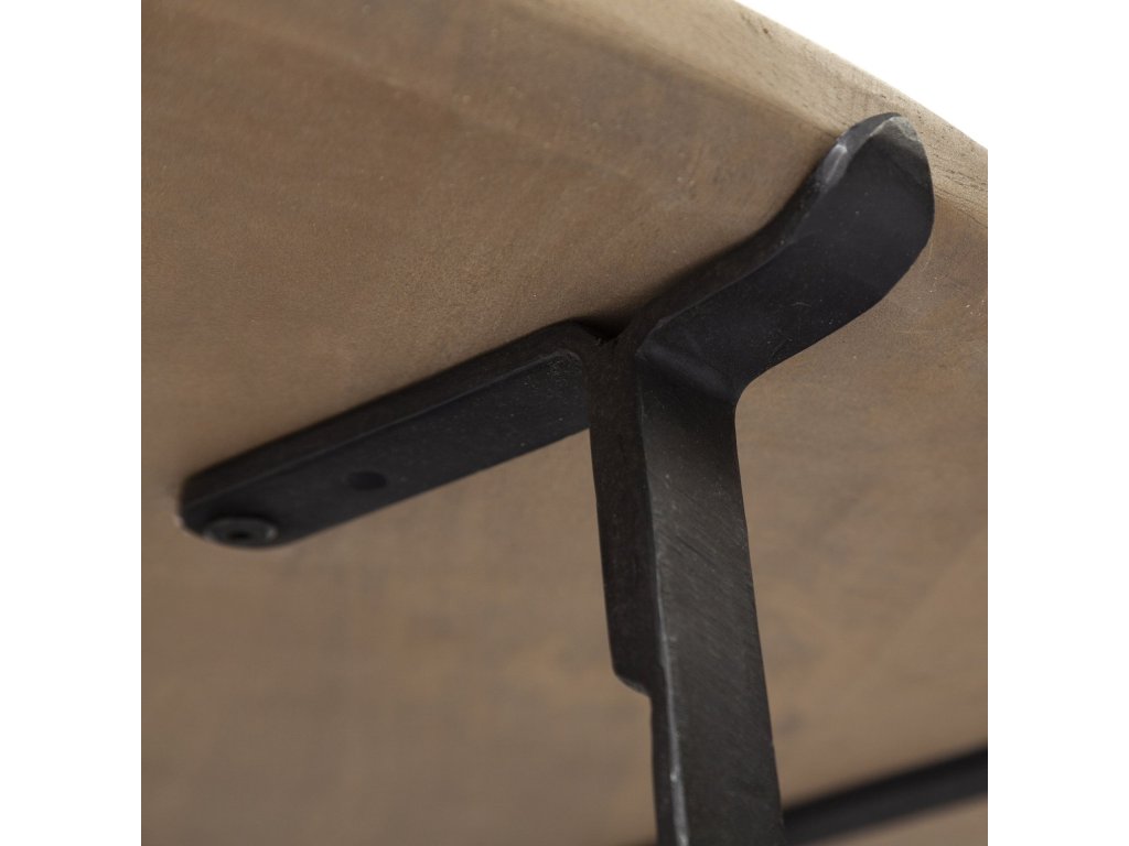(Set of 2) Brown Solid Wood Top Black Metal Base Nesting Coffee Tables - image 6