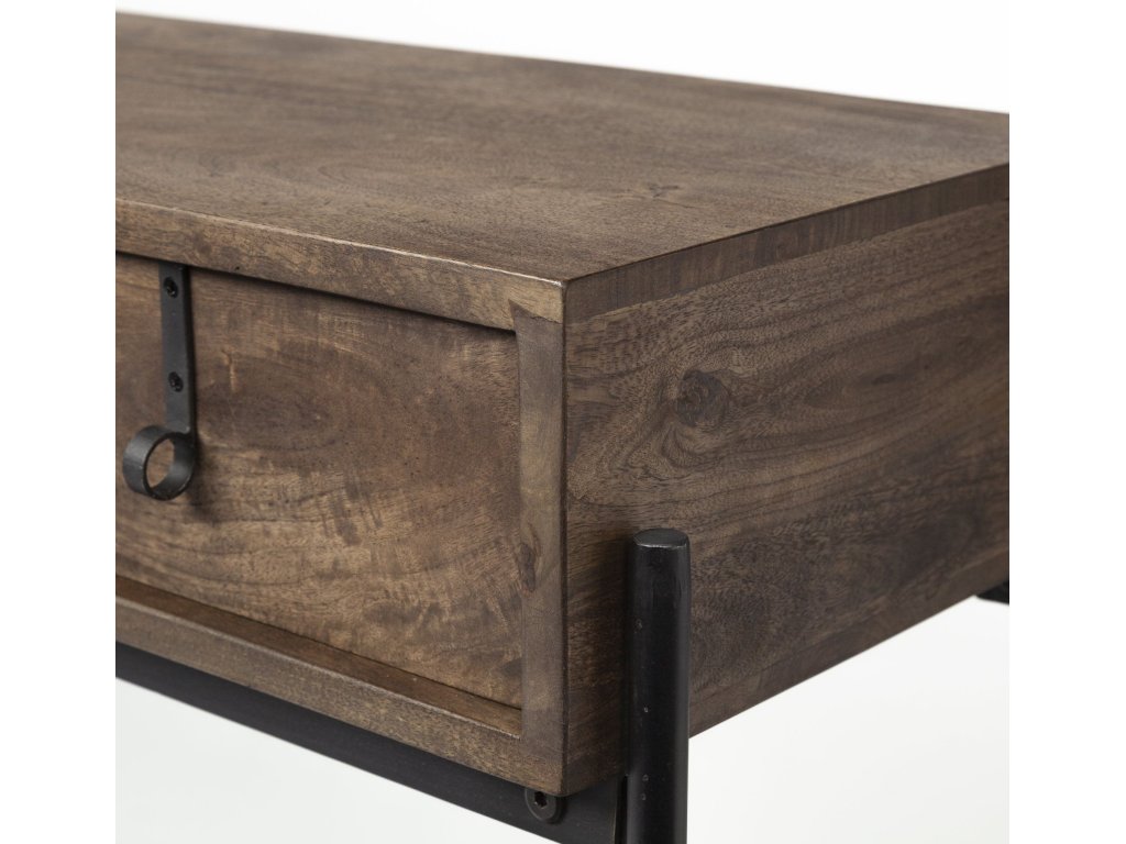 III 56L x 14W Dark Brown Wood w/ Black Iron Frame, 4 Drawer Console Table - image 8