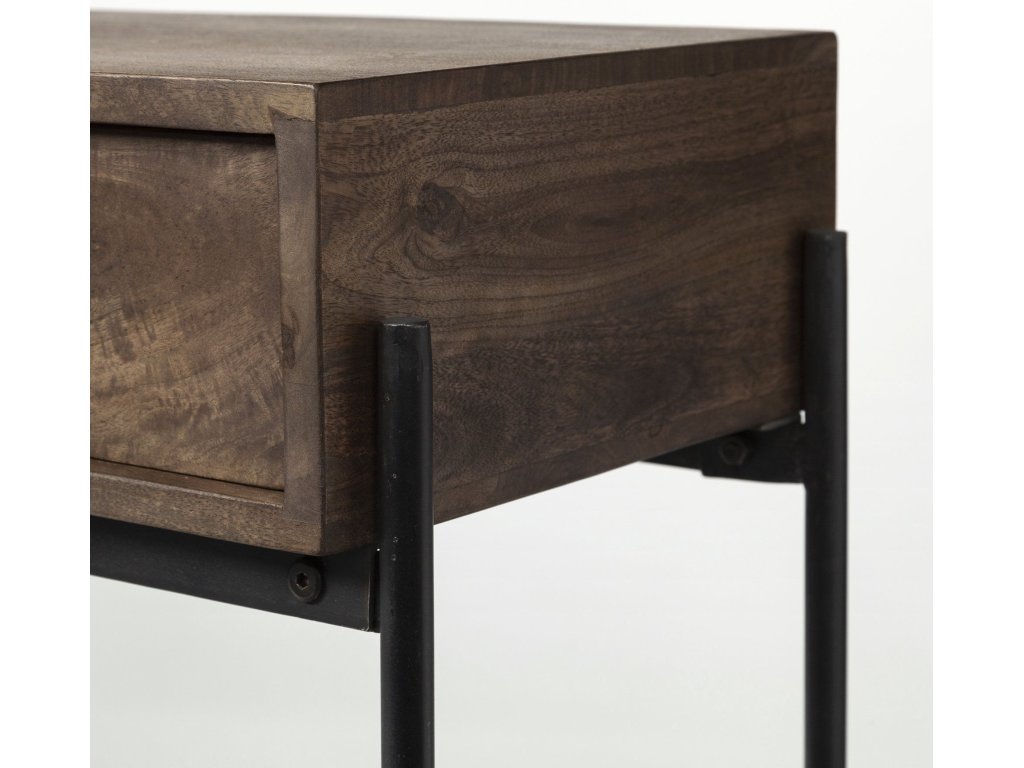 III 56L x 14W Dark Brown Wood w/ Black Iron Frame, 4 Drawer Console Table - image 10