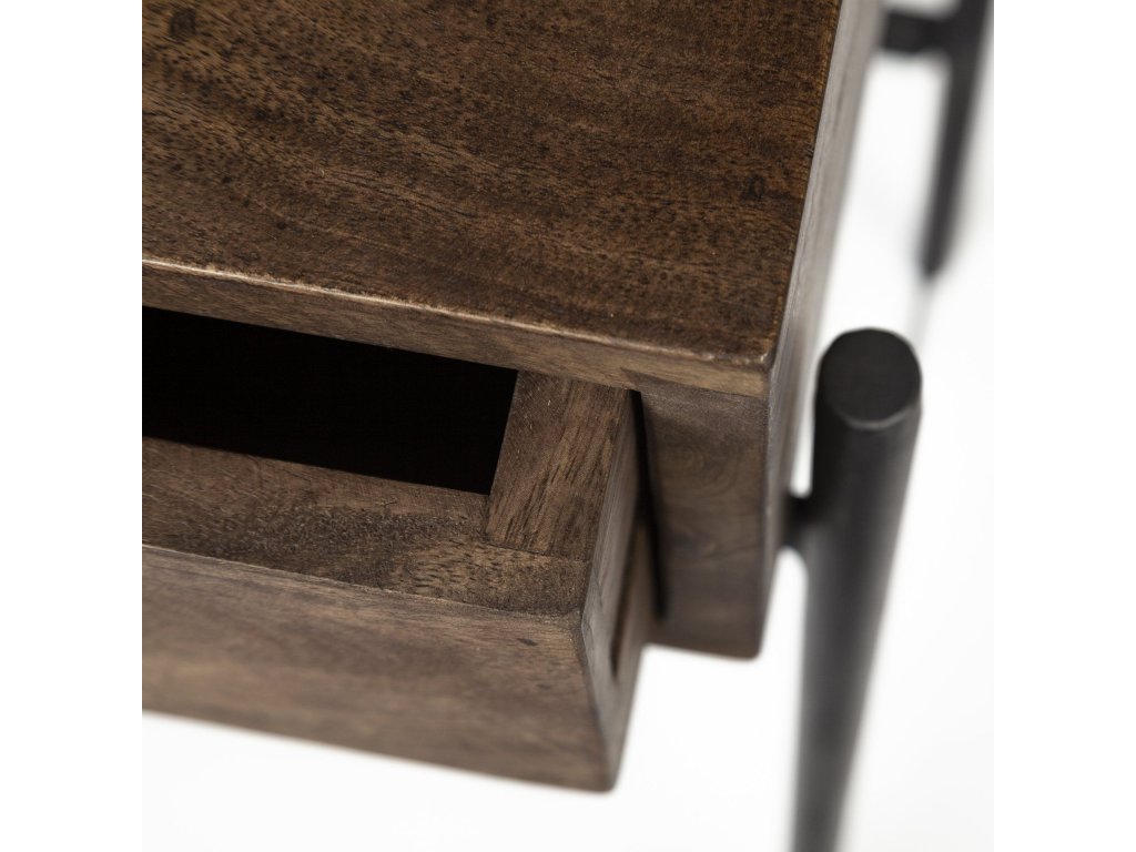 III 56L x 14W Dark Brown Wood w/ Black Iron Frame, 4 Drawer Console Table - image 11