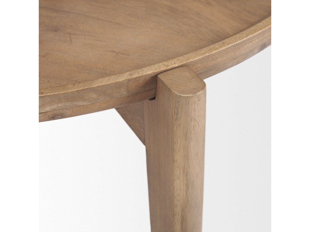 I 22 x 24 Round Top Brown Solid Wood Accent Table - image 8