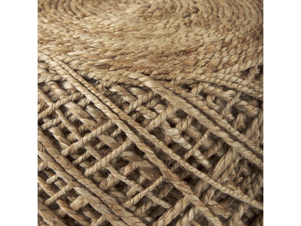 Brown Handwoven Wool Cylindrical Pouf - image 9