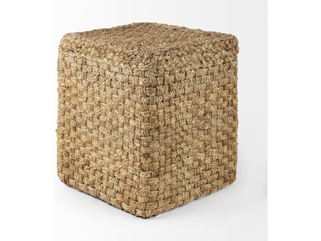 16.5" Square Brown Jute Pouf - image 3