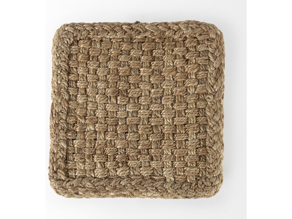 16.5" Square Brown Jute Pouf - image 4