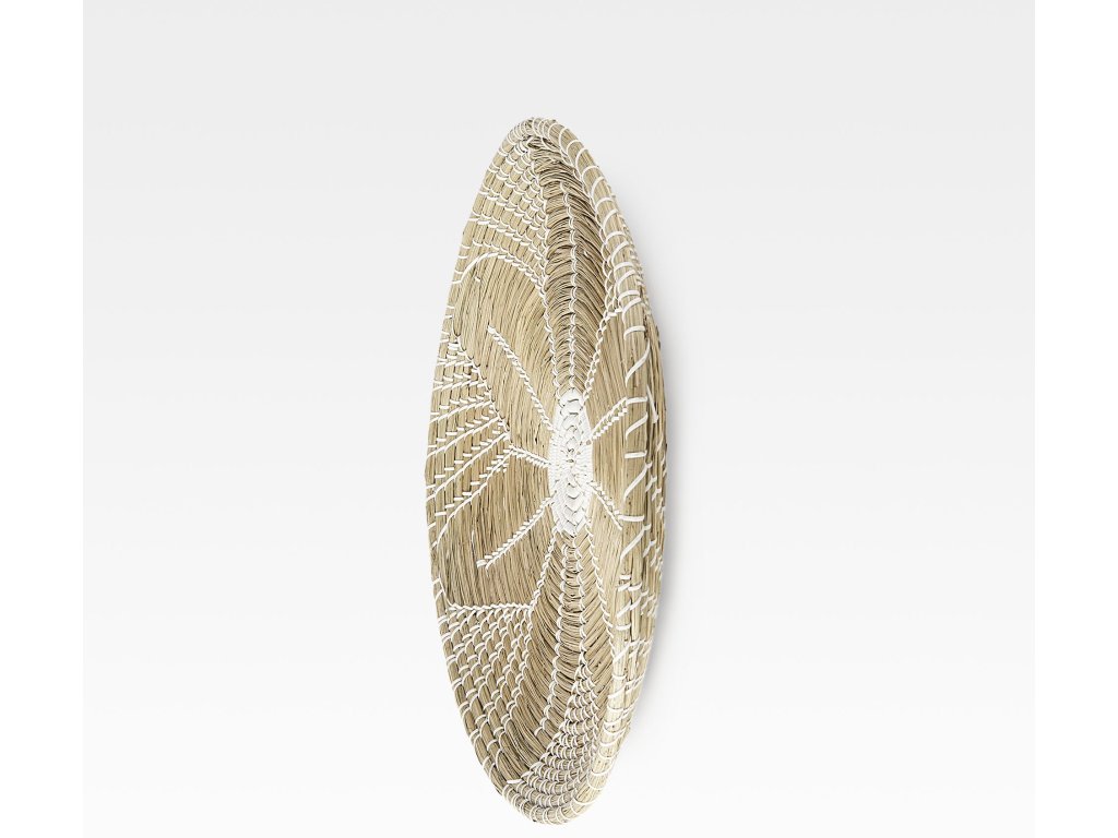 24.0L x 24.0W x 3.5 Light Brown Seagrass w/White String Round Wall Hanging Plate - image 3