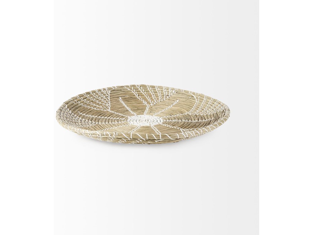 24.0L x 24.0W x 3.5 Light Brown Seagrass w/White String Round Wall Hanging Plate - image 5