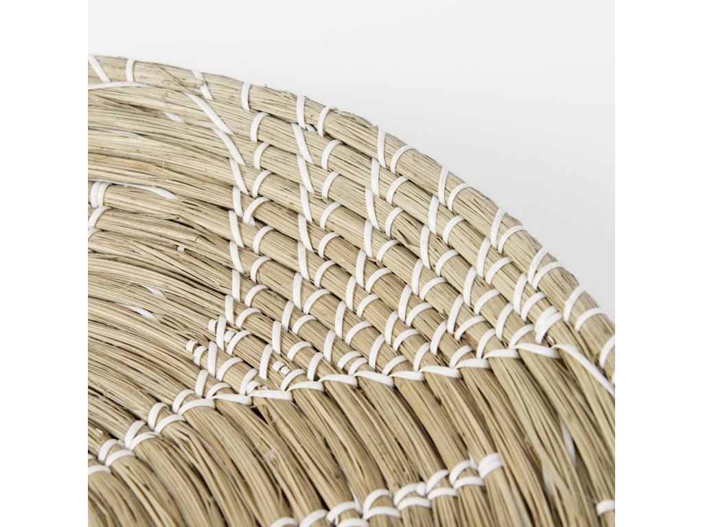 24.0L x 24.0W x 3.5 Light Brown Seagrass w/White String Round Wall Hanging Plate - image 6