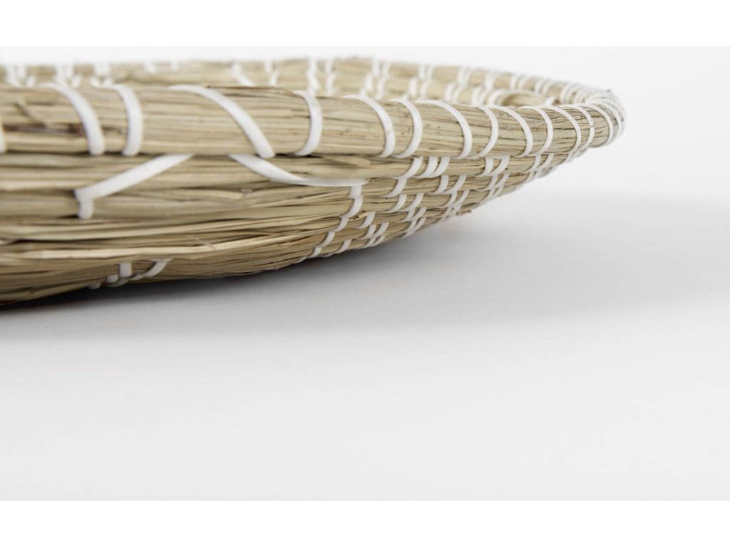 24.0L x 24.0W x 3.5 Light Brown Seagrass w/White String Round Wall Hanging Plate - image 7