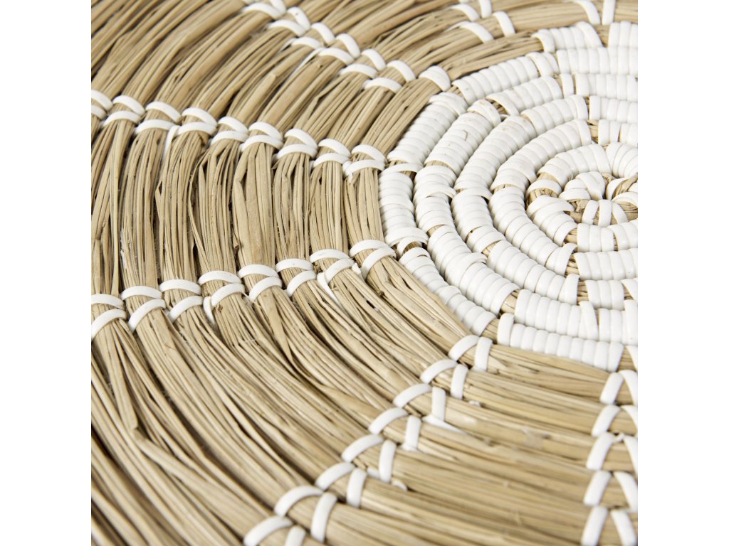 24.0L x 24.0W x 3.5 Light Brown Seagrass w/White String Round Wall Hanging Plate - image 8