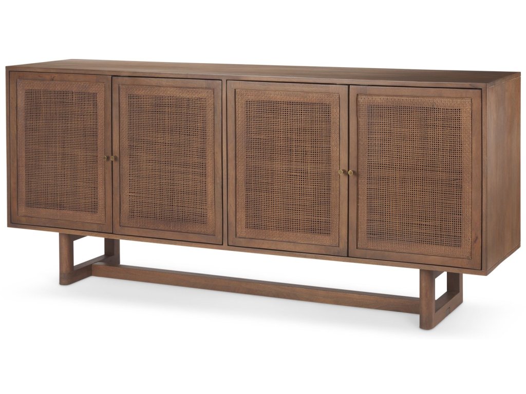 Medium Brown Solid Wood w/Cane Sideboard - main image