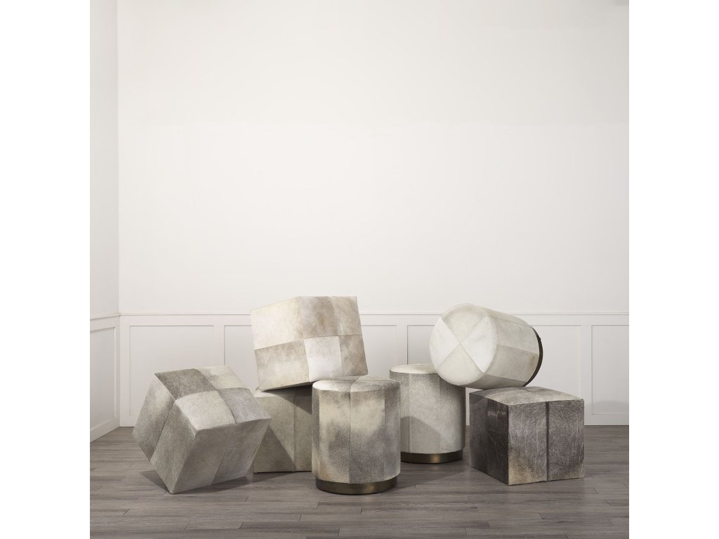 I 20" Grey-Toned Hair-On-Hide Ottoman - image 3