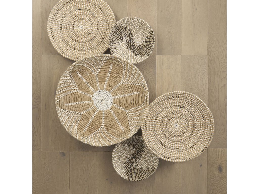 24.0L x 24.0W x 3.5 Light Brown Seagrass w/White String Round Wall Hanging Plate - image 1