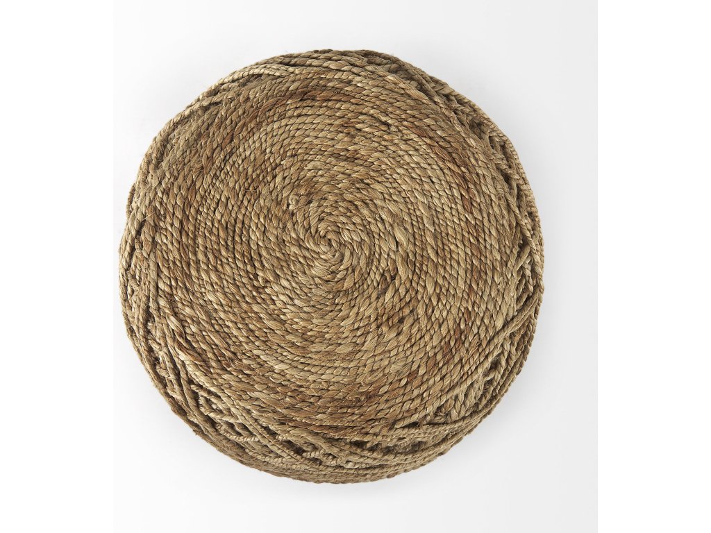 Brown Handwoven Wool Cylindrical Pouf - image 6