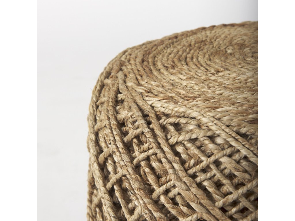 Brown Handwoven Wool Cylindrical Pouf - image 7