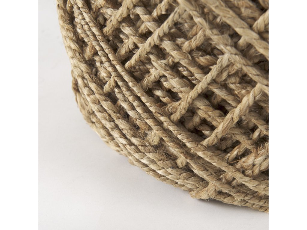 Brown Handwoven Wool Cylindrical Pouf - image 11
