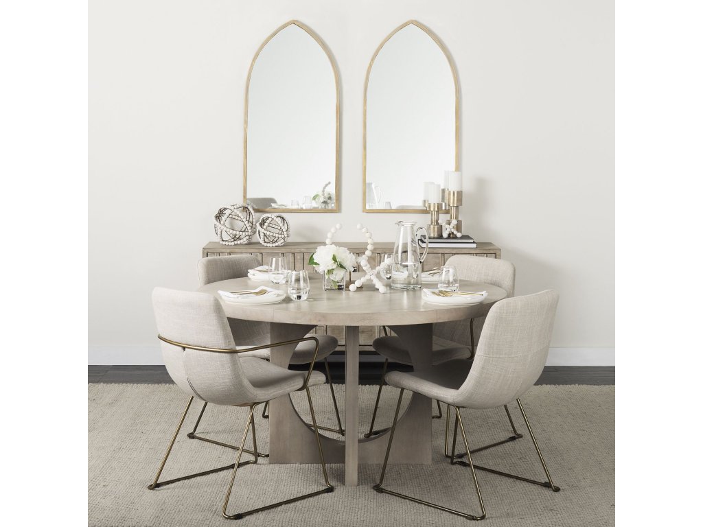 II Beige Fabric Wrap Gold Metal Frame Dining Chair - image 2