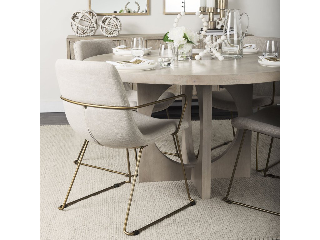 II Beige Fabric Wrap Gold Metal Frame Dining Chair - image 3