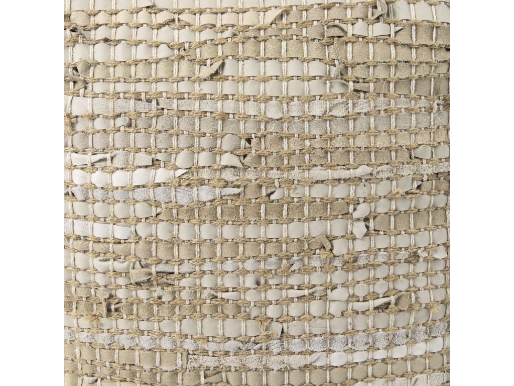 16.0L x 16.0W x 16.0H Beige Leather and Jute Pouf - image 6