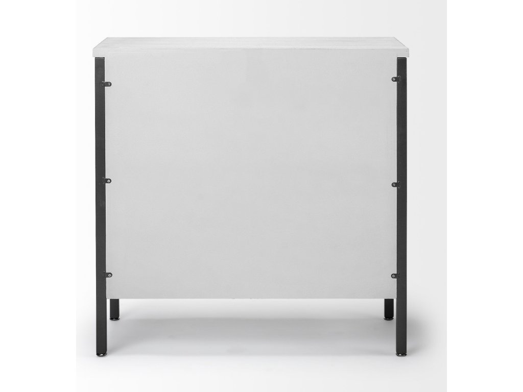 White Fir Veneer w/ Gray Metal 2-Door Accent Cabinet - image 5