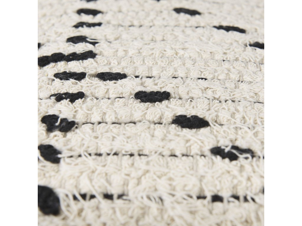 16.0L x 16.0W x 16.0H Cream/Black Cotton Patterned Pouf - image 8