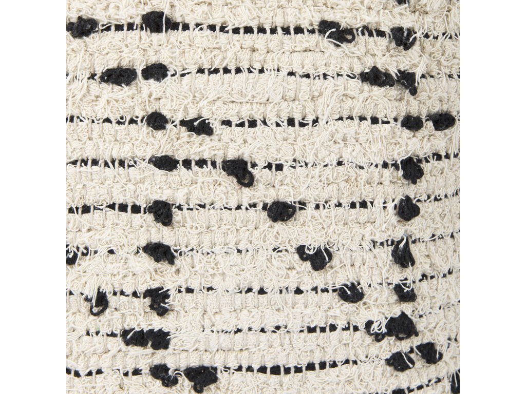 16.0L x 16.0W x 16.0H Cream/Black Cotton Patterned Pouf - image 9