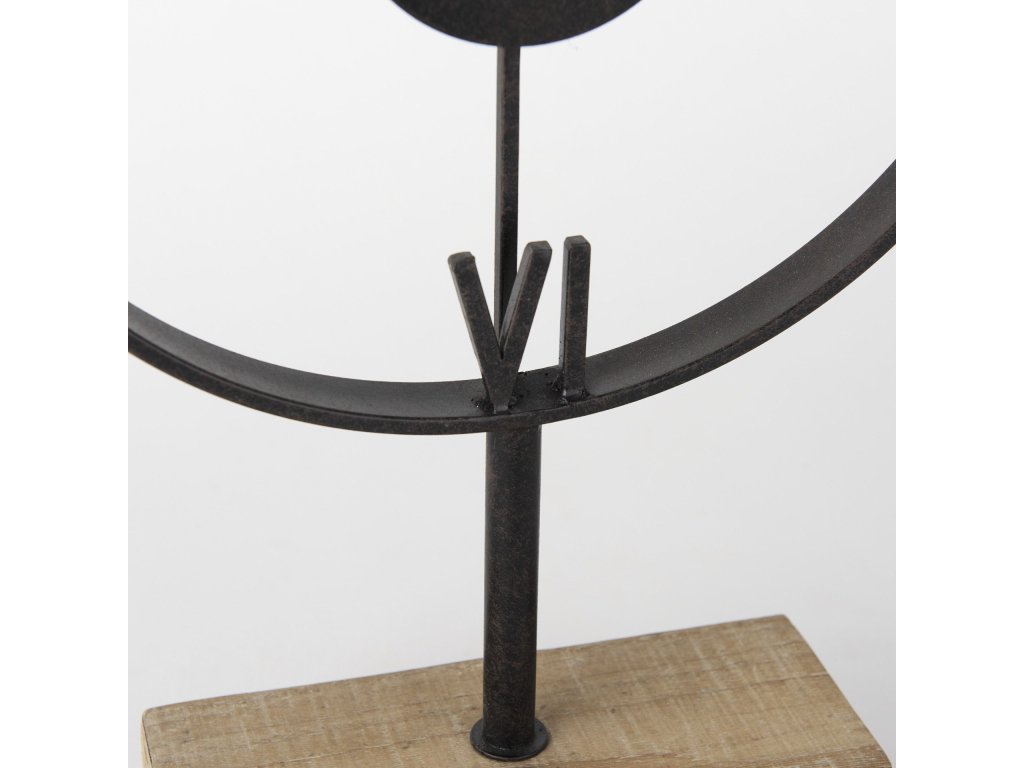 Black Metal/Wood Open Frame Table Clock - image 8
