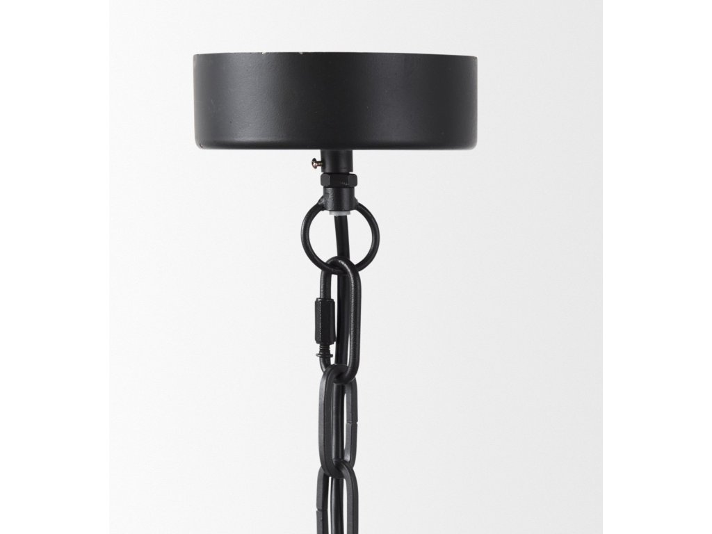 19.7L x 19.7W x 89.0H Black Metal Wooden Bead Three Bulb Chandelier - image 2