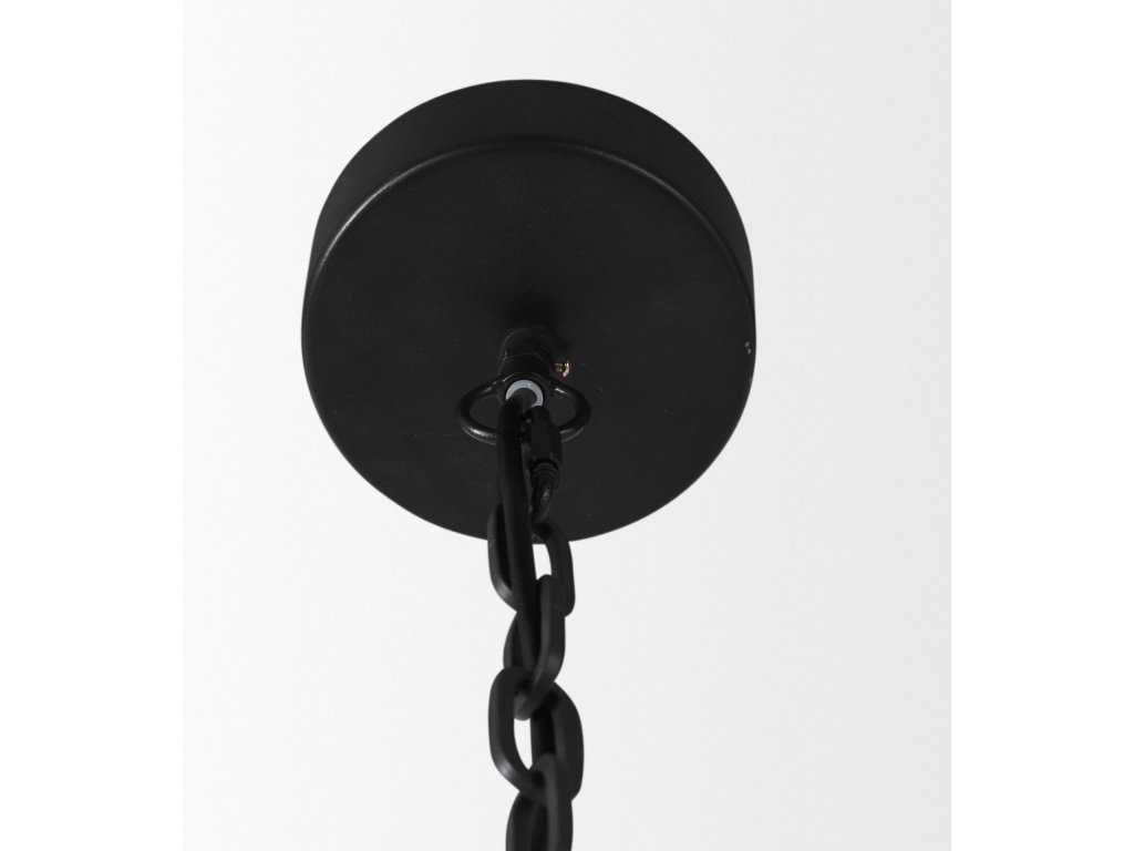 19.7L x 19.7W x 89.0H Black Metal Wooden Bead Three Bulb Chandelier - image 3