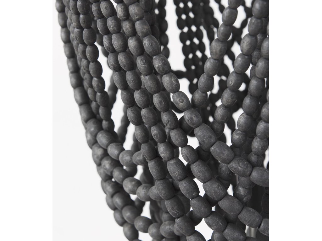19.7L x 19.7W x 89.0H Black Metal Wooden Bead Three Bulb Chandelier - image 7