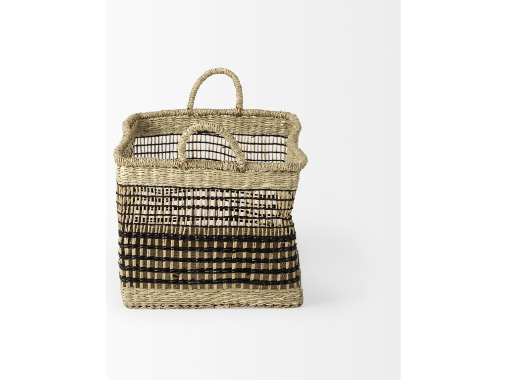 18.5L x 13.4W x 14.6H Set of 2 Light Brown Seagrass Rectangular Basket With Handles - image 2