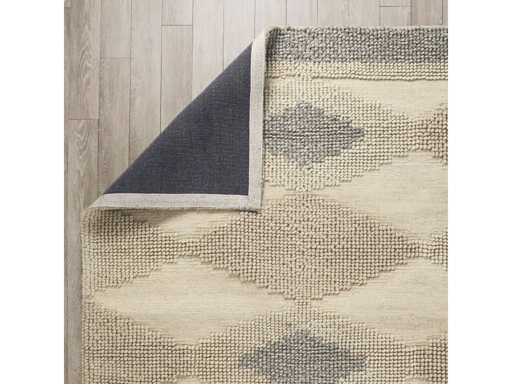 8X10 Gray Wool Hand Woven Diamond Patterned Rug - image 2