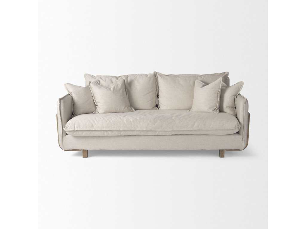 I 84" Beige Upholstered Three Seater Sofa - image 3