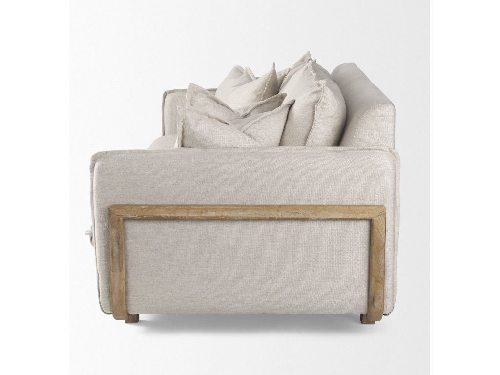 I 84" Beige Upholstered Three Seater Sofa - image 4