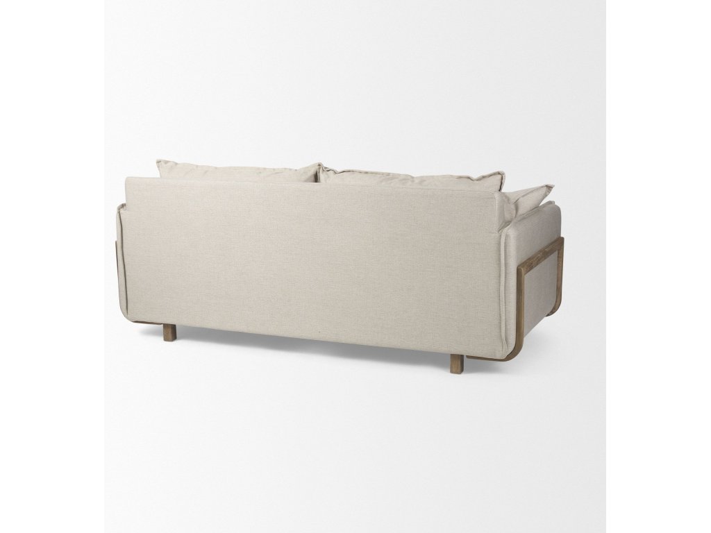 I 84" Beige Upholstered Three Seater Sofa - image 6