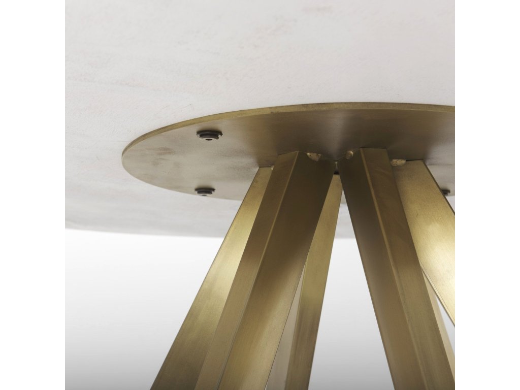 48" Marble Top Gold Metal Base Dining Table - image 7