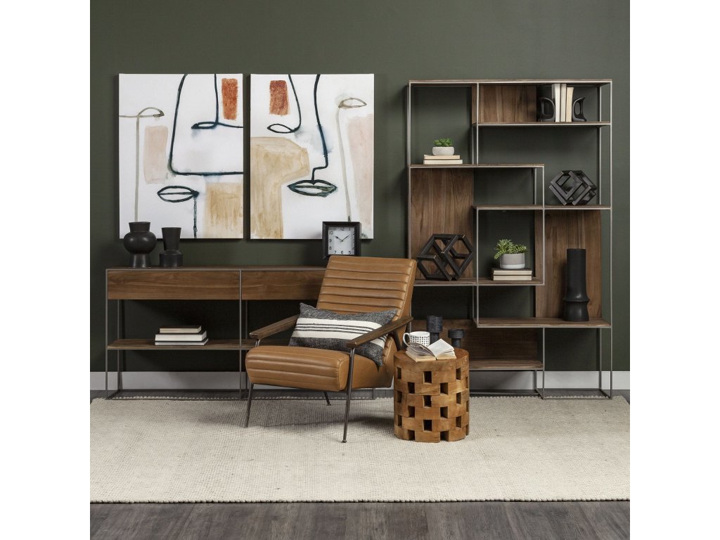 I 63L x 15W x 31H Brown Wood w/ Silver Metal Frame 2 Drawer Console Table - image 1