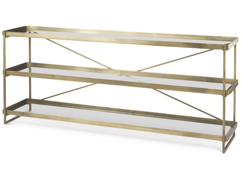 72.0L x 16.0W x 30.0H Gold Metal w/Glass Console Table - main image
