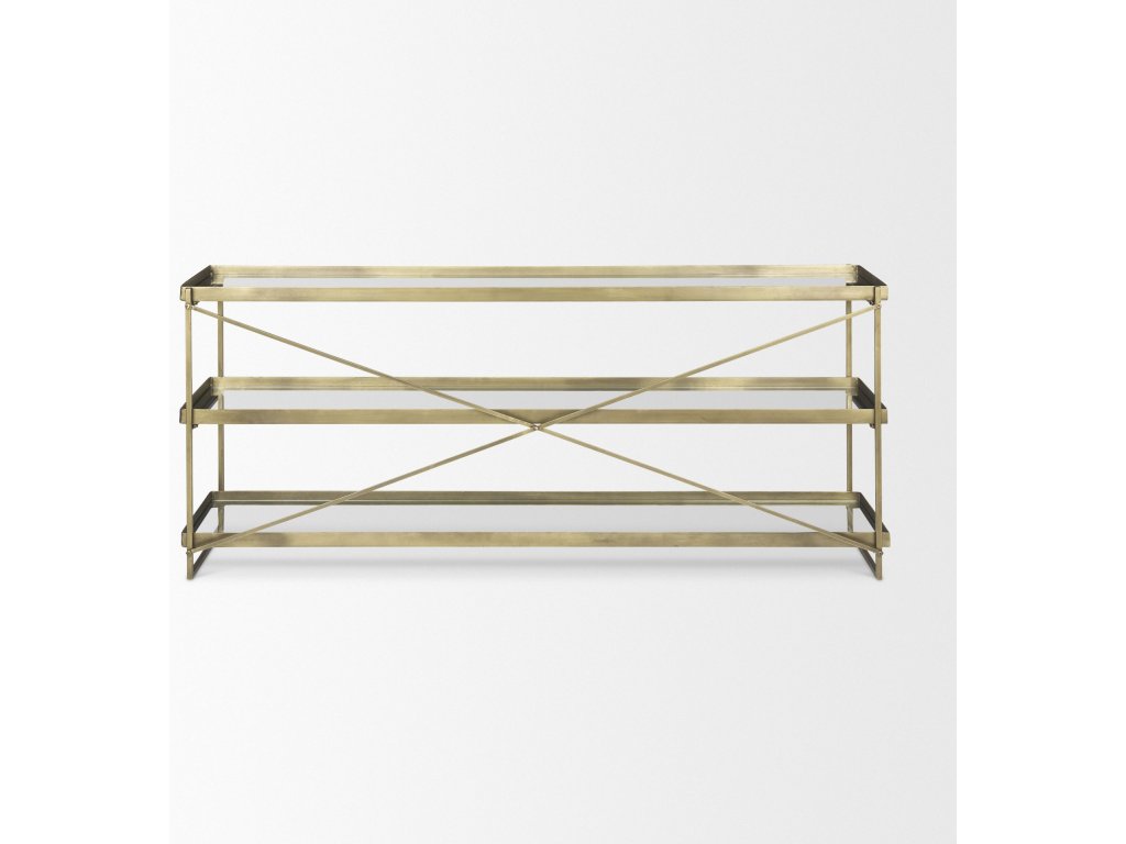 72.0L x 16.0W x 30.0H Gold Metal w/Glass Console Table - image 4