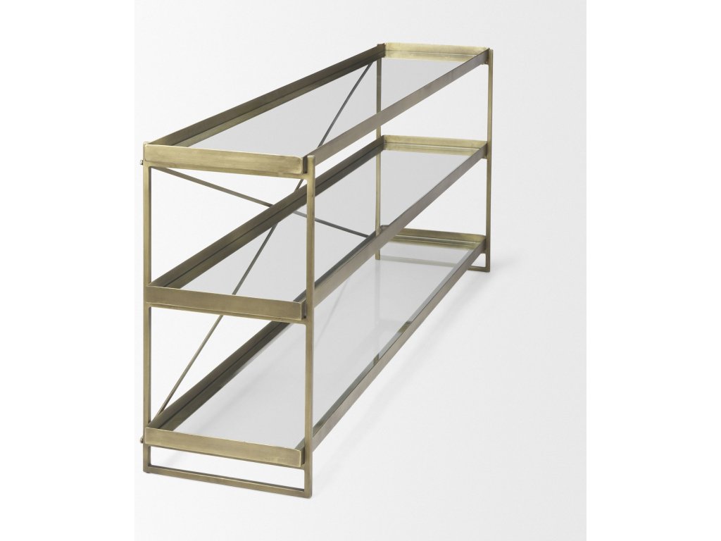 72.0L x 16.0W x 30.0H Gold Metal w/Glass Console Table - image 5