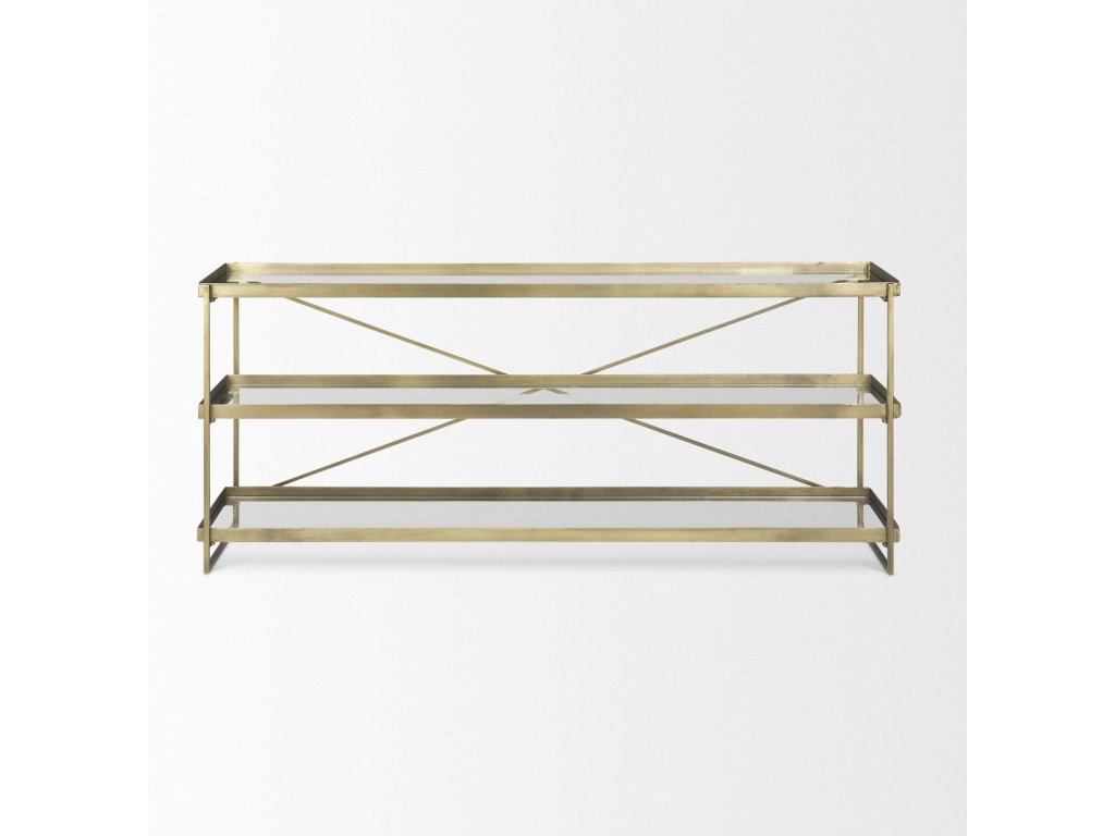 72.0L x 16.0W x 30.0H Gold Metal w/Glass Console Table - image 2
