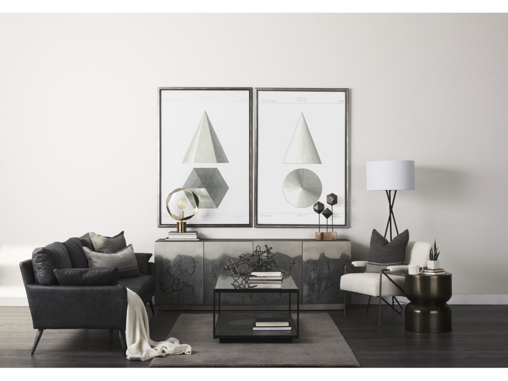 Cream Fabric w/Gun Metal Gray Metal Frame Accent Chair - image 4