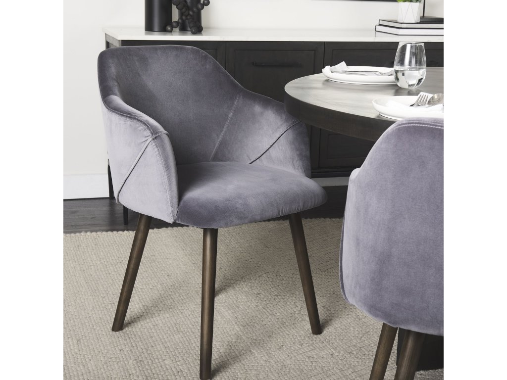 II Grey Velvet Wrap Black Wooden Base Dining Chair - image 2