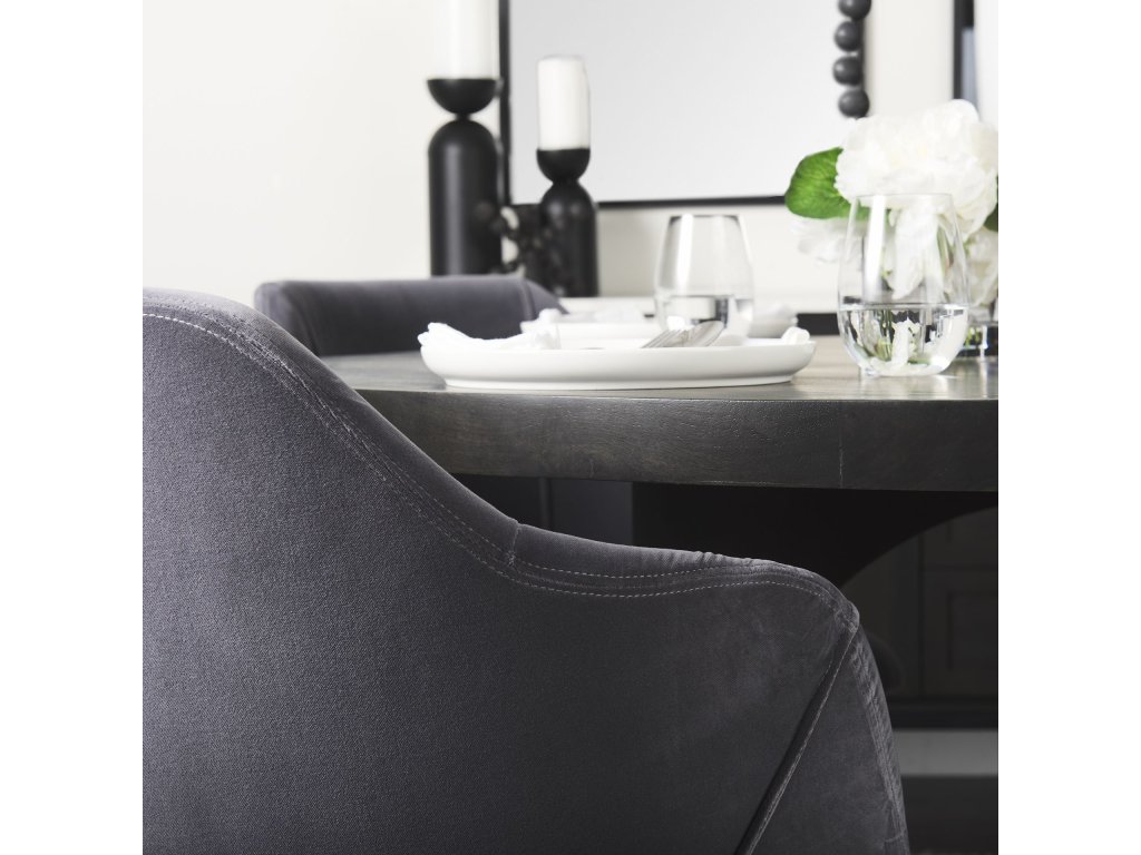II Grey Velvet Wrap Black Wooden Base Dining Chair - image 3