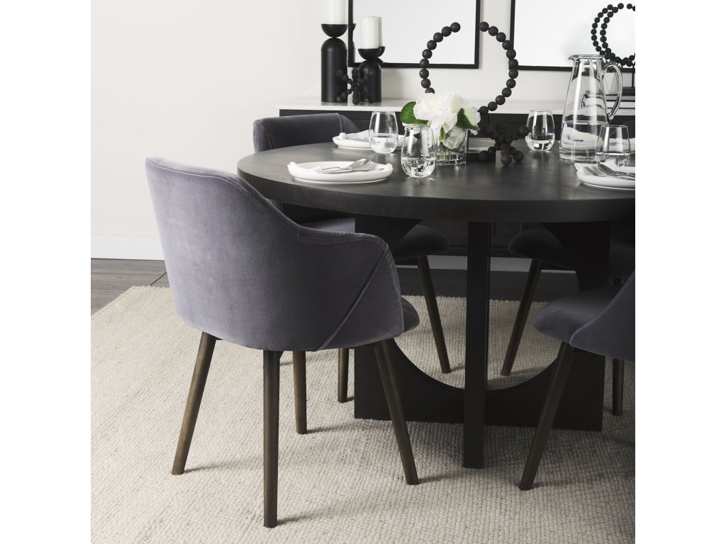 II Grey Velvet Wrap Black Wooden Base Dining Chair - image 4