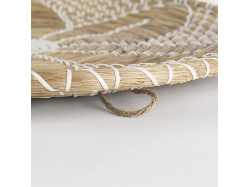 24.0L x 24.0W x 3.5 Light Brown Seagrass w/White String Round Wall Hanging Plate - image 9