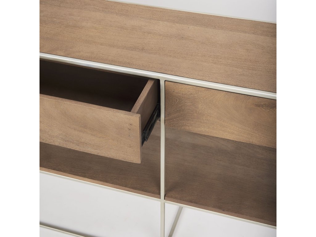 I 63L x 15W x 31H Brown Wood w/ Silver Metal Frame 2 Drawer Console Table - image 10